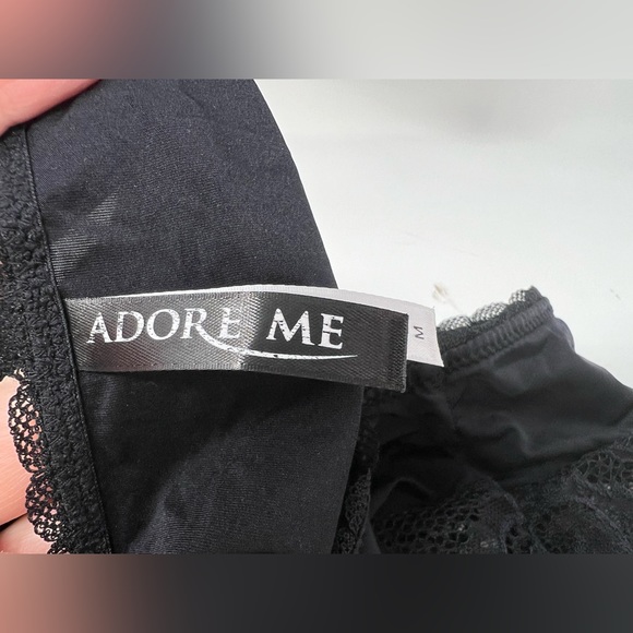 Adore Me Solid Black Stretch Floral Lace T-Back Front Closure Bra 36C - Picture 9 of 10